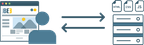 Schéma représentant le flux entre le navigateur et le CDN en mode jamstack / SSG